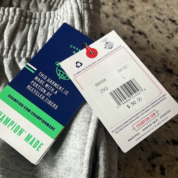 New - Champion Men’s Gray Joggers with Embroidered Logo - Picture 5 of 7